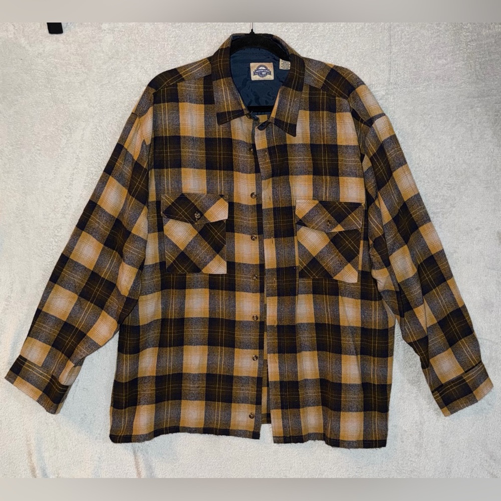 Vintage 90s Shaver Lake Men’s XL Yellow‎ Flannel Long Sleeve Shirt Button Up LS